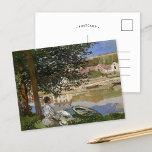 På Seinebanken | Claude Monet Vykort<br><div class="desc">På Seine Bank, Bennecourt (1868), eller River Scene i Bennecourt, är en olja på målarduk av Fransk imponerande målare Claude Monet. Konsten framställer Monets framtida hustru Camille Doncieux tittar tillbaka från en ö i Seine mot byn Gloton i utkanten av Bennecourt. Använda verktygen för att lägga till anpassningsbar eller anpassa...</div>