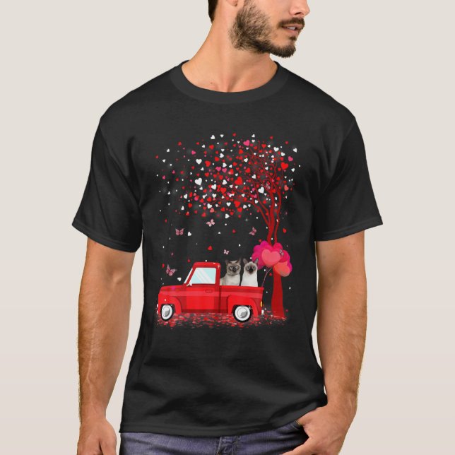 På siamesisk Alla hjärtans dag ger Cats Red Lastbi T Shirt (Framsida)