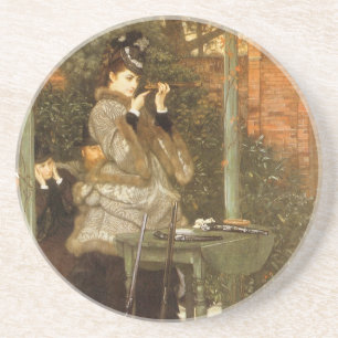 På skjutbanan av James Tissot, Vintage Art Underlägg Sandsten