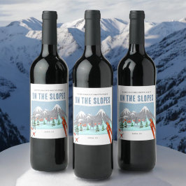 På Slopes Snö ski Bachelorette Helg Vinflaska Etikett