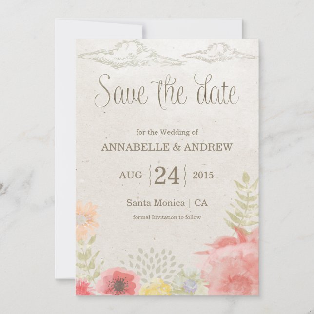 På sommarkortet Bröllop spara datum Datumet (Framsida)