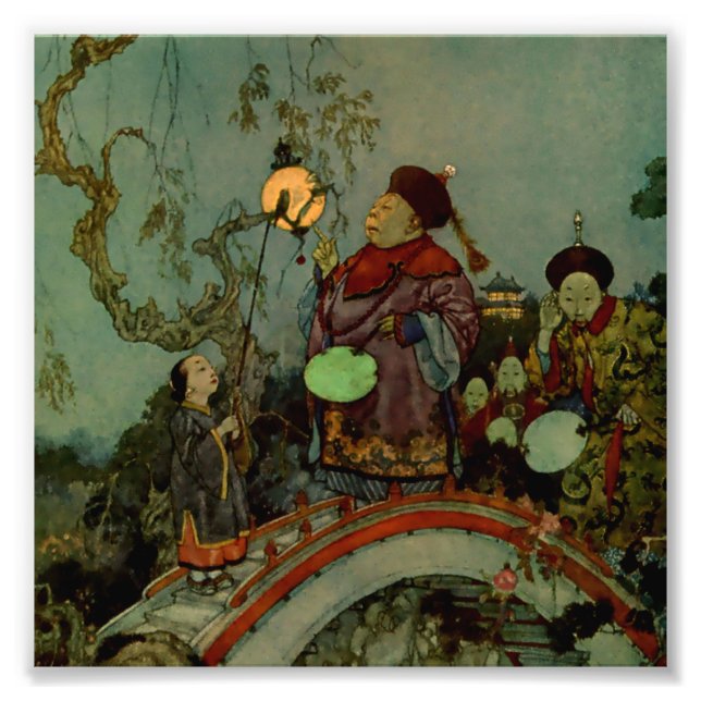“På spaning efter en näktergal” av Edmund Dulac Fototryck (Framsidan)