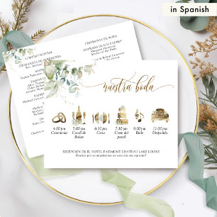 På spanska, Elegant bröllop Programme with Greener