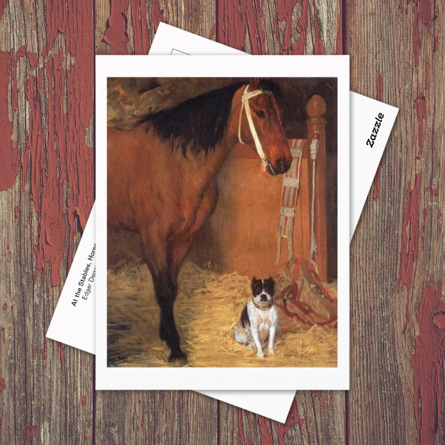 På Stables Horse Hund Edgar Degas vycard Vykort (Skapare uppladdad)