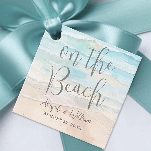 På strandbröllopet gåvor etiketter (On The Beach Wedding Favor Tags )