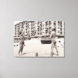 På stranden i Cannes 1935 Canvastryck