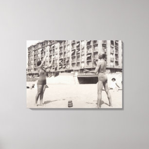 På stranden i Cannes 1935 Canvastryck
