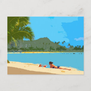 På stranden i Hawaii! Vykort