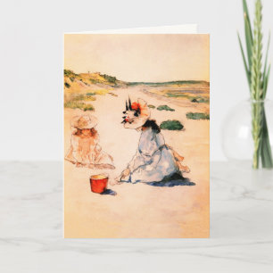 På stranden. Mors dag Fine Art Cards Kort