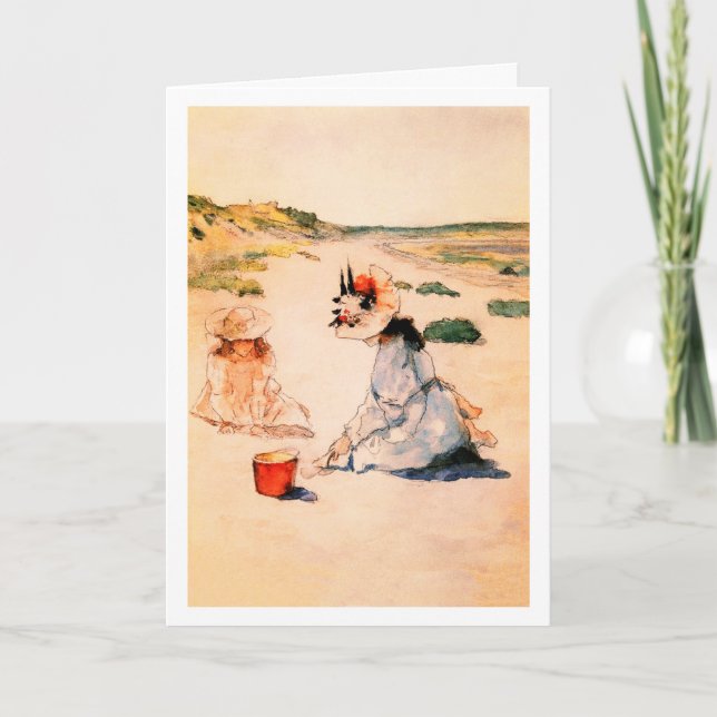 På stranden. Mors dag Fine Art Kort (Framsida)
