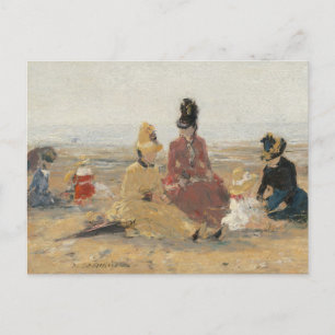 På stranden Trouville 1887 av Eugene Boudin Vykort