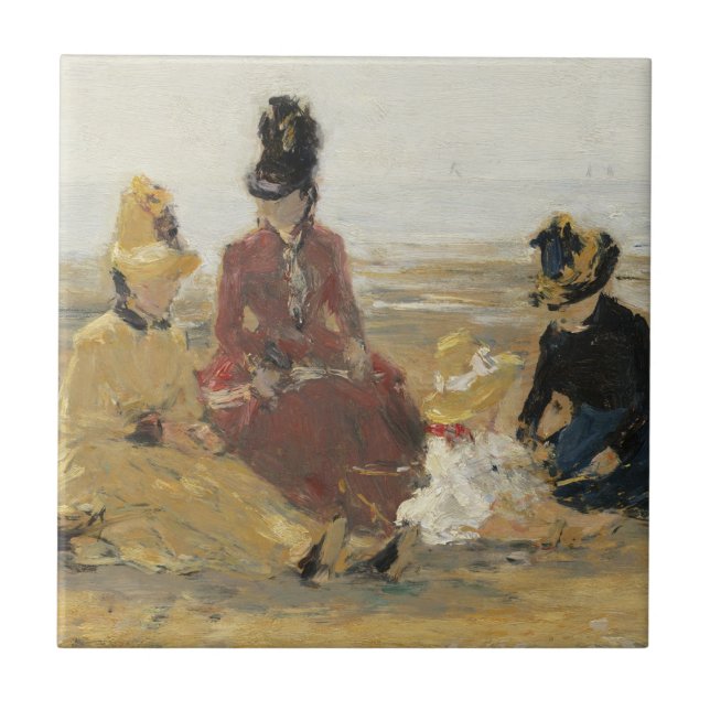 På stranden Trouville | 1887 Kakelplatta (Framsidan)