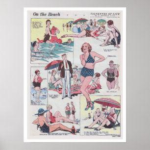 På stranden - Vintage - 1935 Poster