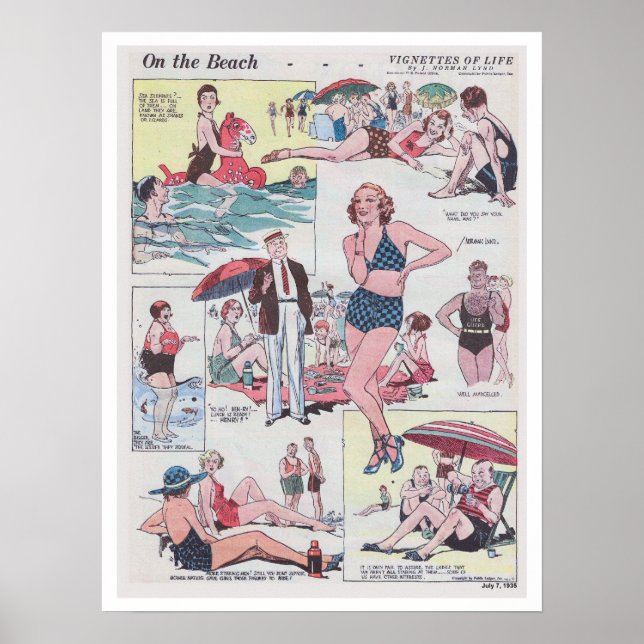 På stranden - Vintage - 1935 Poster (Framsidan)