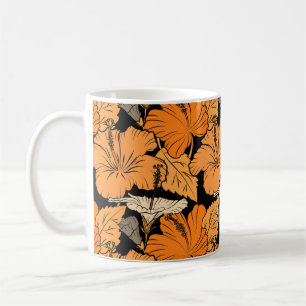 På svart bakgrund. Raster hand plockade målning av Kaffemugg