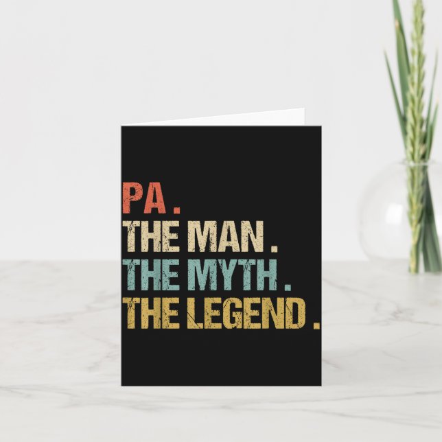 Pa The Man Myth Legend Shirt Funny Father Dad Chri Kort (Framsida)