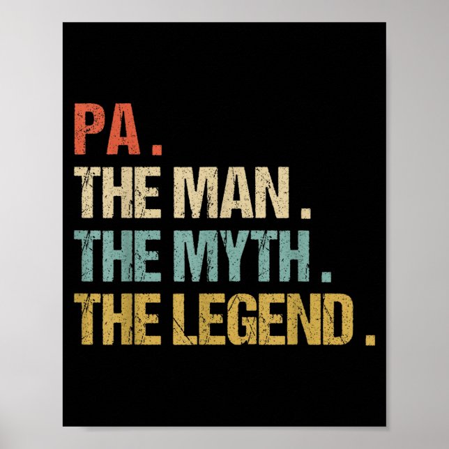Pa The Man Myth Legend Shirt Funny Father Dad Chri Poster (Framsidan)