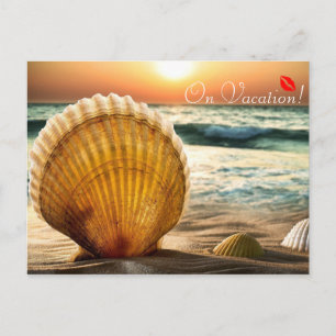 På Vacation romantic seashells på stranden kyss Vykort