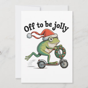 På väg att bli glatt jul Xmas rolig groda scooter Julkort