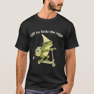På väg att gömma äggen Rolig grod-scooter påskdage T Shirt