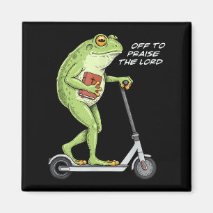 På väg att prisa Herren Rolig Groda Kristet Meme Magnet