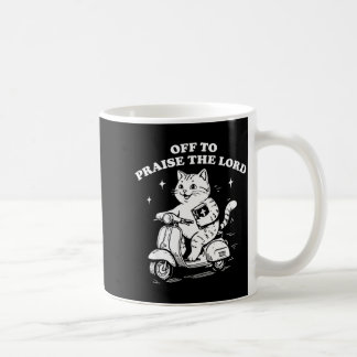 På väg att prisa Herren rolig kristen katt tro Kaffemugg