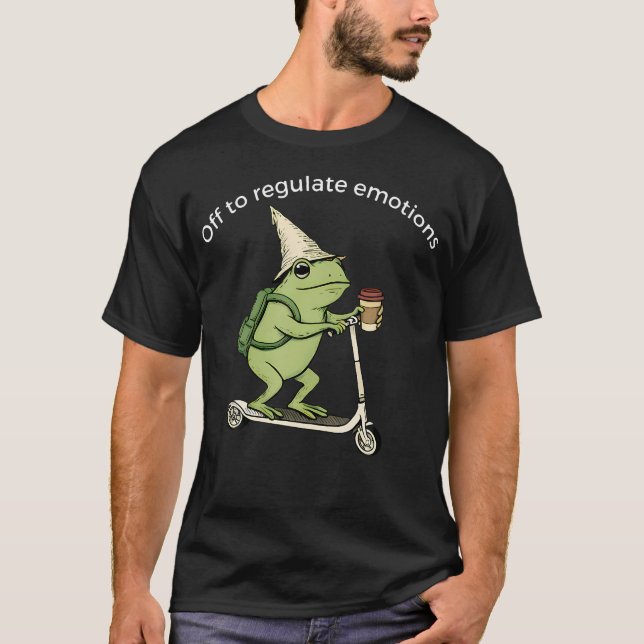 På väg att reglera känslor Rolig groda Mental häls T Shirt (Framsida)