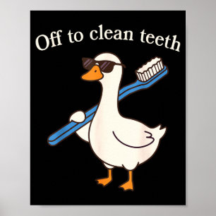 På väg för att rengöra tänderna rolig gås tandläka poster
