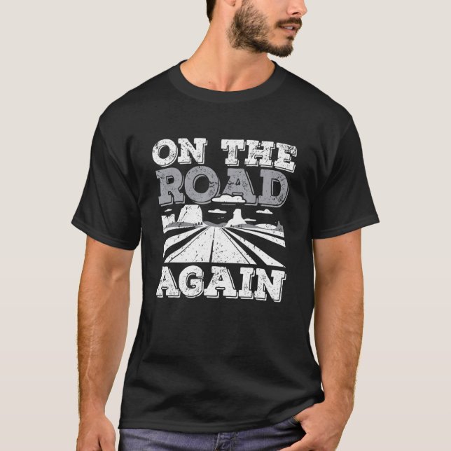 På väg igen, motorvägen och Land Music T Shirt (Framsida)