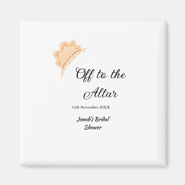 På väg till altaret orange mössa hatt bröllopsfest magnet (Framsidan)