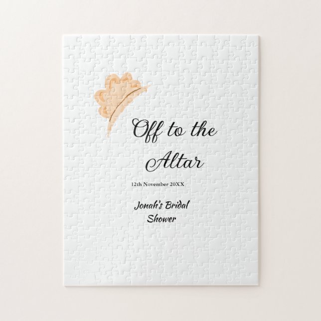 På väg till altaret orange mössa hatt bröllopsfest pussel (Vertikal)