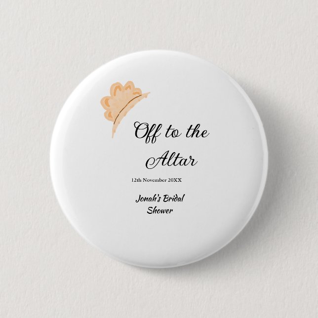 På väg till altaret orange mössa hatt brud shower  knapp (Framsida)