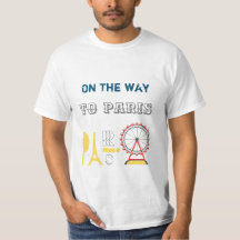 På väg till Paris manar vit T-Shirt