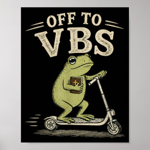 På väg till vbs rolig kristen groda religiös tro poster