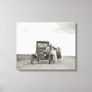 På vägen, 1937. Vintagefoto Canvastryck