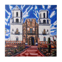 "På Vingarna Himlar, San Xavier" Tile