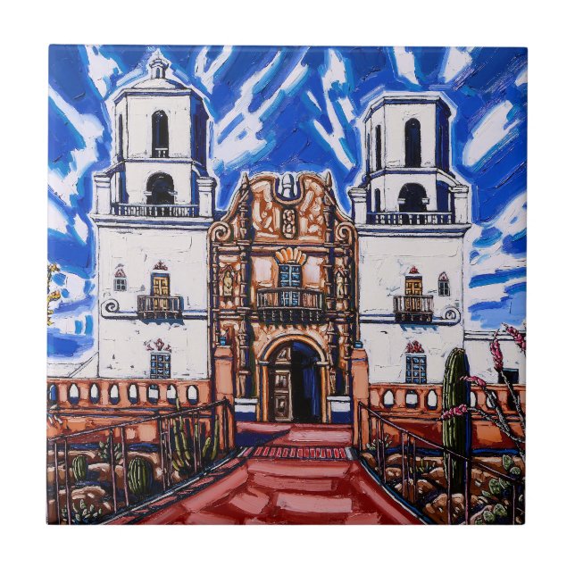 "På Vingarna Himlar, San Xavier" Tile Kakelplatta (Framsidan)