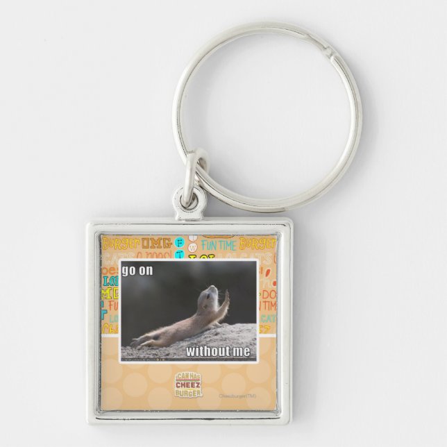 På withouth går jag fyrkantig silverfärgad nyckelring (Framsidan)