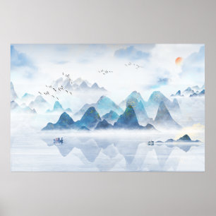 Paaminering av Bläck i den kinesiska avsides bergs Poster