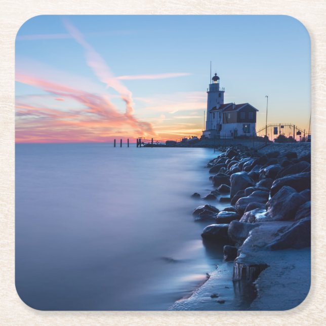 Paard skåpbil Marken fyr i en blåttsoluppgång Underlägg Papper Kvadrat (Framsidan)