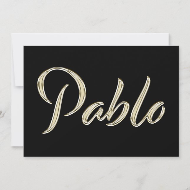 Pablo Name white gold Handwriting Karte Kort (Framsida)