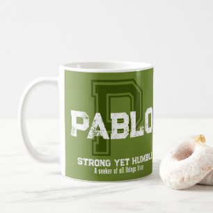 Pablo namn betyder monogram grönt kaffe mugg