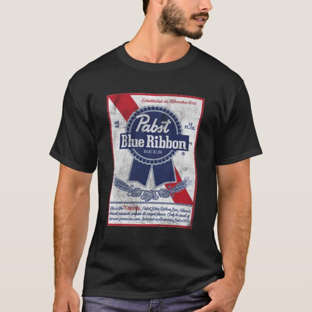 Pabst Blue Ribbon Can Label T Shirt (Framsida)