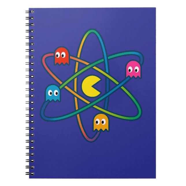 Pac-Atomic Universe – Retro Gaming Art Sticker Anteckningsbok (Framsidan)