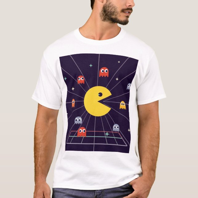 Pac-Man Space T-Shirt – Retro Arcade Gaming Tee (Framsida)