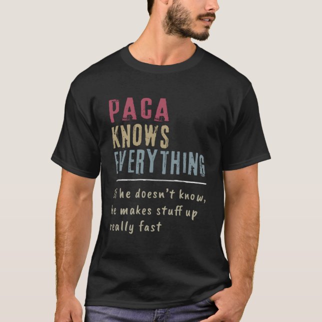 Paca Know All Grandpa Gift T Shirt (Framsida)