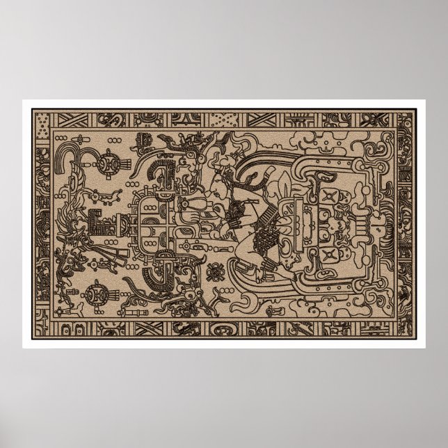 Pacals Sarcophagus - Ancient Mayan Carving Poster (Framsidan)