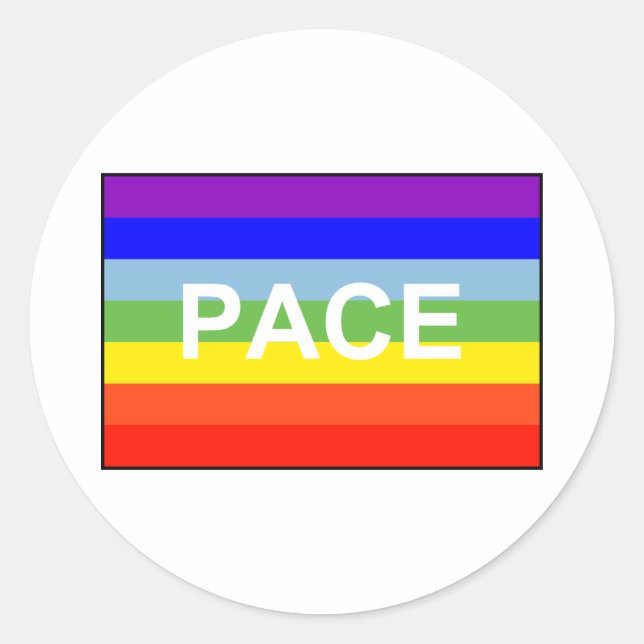 PACE Peace Flagga Rainbow Runt Klistermärke (Framsida)