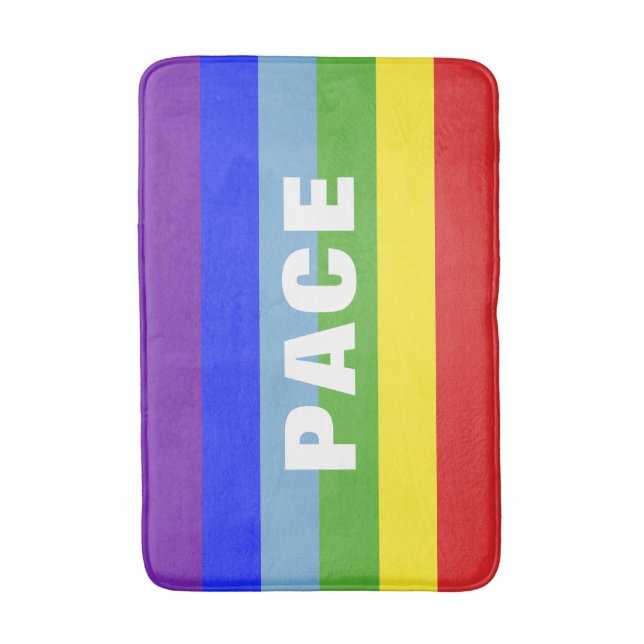Pace – Peace – Frieden – Rainbow Color Regenbogen Badrumsmatta (Framsidan (Vertikal))