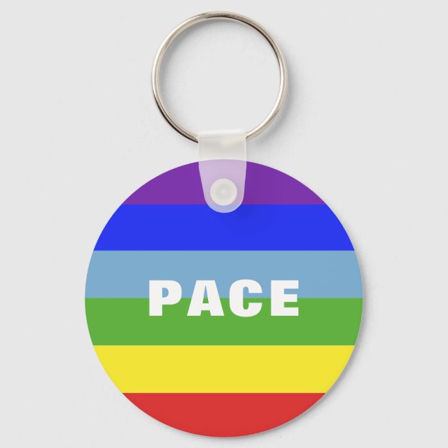 Pace Peace Rainbow Färg Regenbogen rand Nyckelring (Framsida)